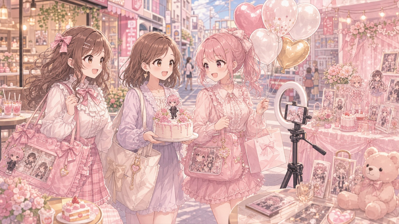 新大久保の推し活エリアガイドイラスト
