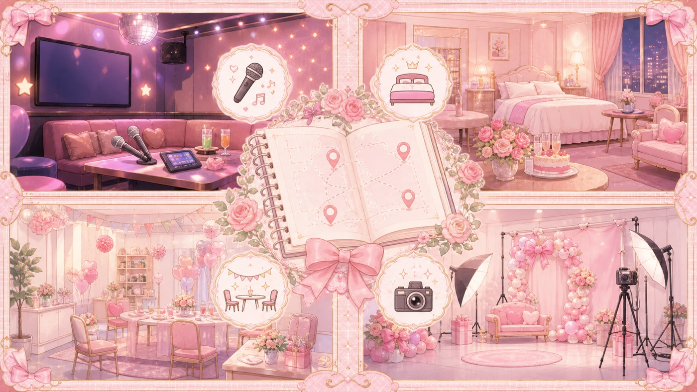 本人不在の誕生日会の場所選びイラスト
